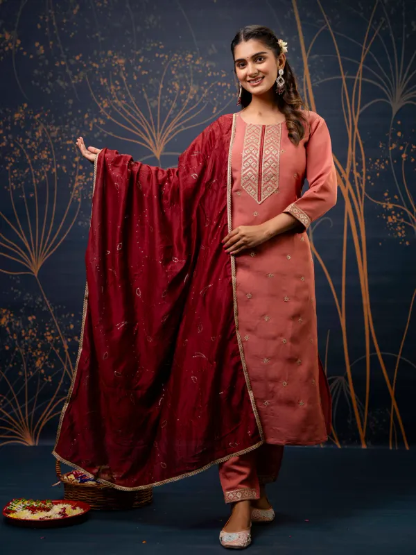 Floral_Embroidered_Silk_Round_Neck_Kurta_Trouser_&_Dupatta_Set