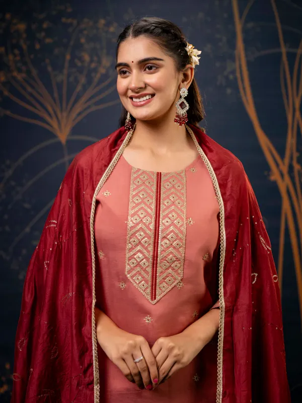 Floral_Embroidered_Silk_Round_Neck_Kurta_Trouser_&_Dupatta_Set