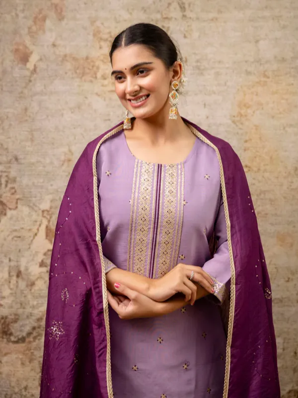 Floral_Embroidered_Silk_Round_Neck_Kurta_Trouser_&_Dupatta_Set