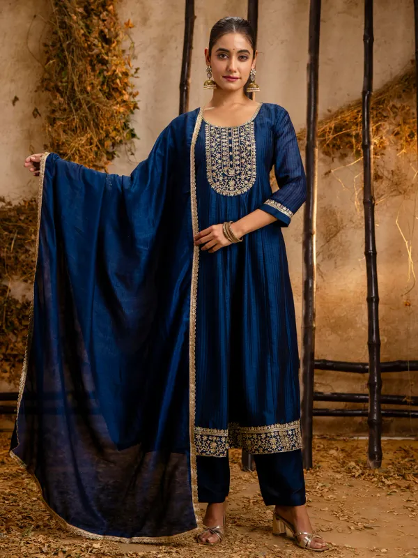 Floral_Embroidered_Silk_Round_Neck_Kurta_Trouser_&_Dupatta_Set