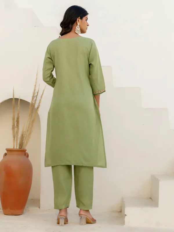 Floral_Embroidered_Pure_Cotton_Round_Neck_Kurta_Trouser_And_Dupatta_Set