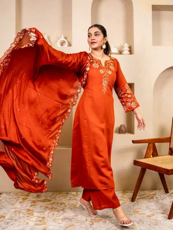 Floral_Embroidered_Silk_Round_Neck_Kurta_Trouser_&_Dupatta_Set