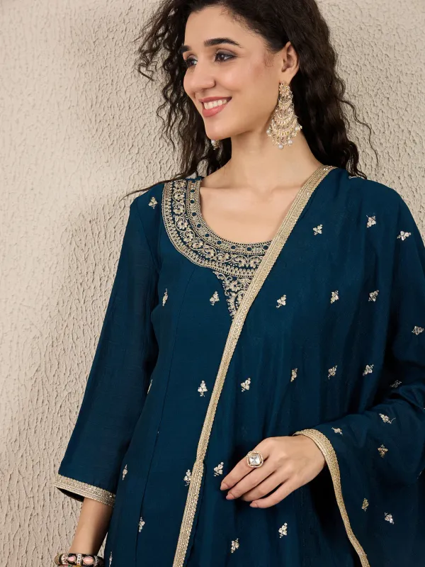 Floral_Embroidered_Silk_Blend_Round_Neck_Kurta_Trouser_&_Dupatta_Set