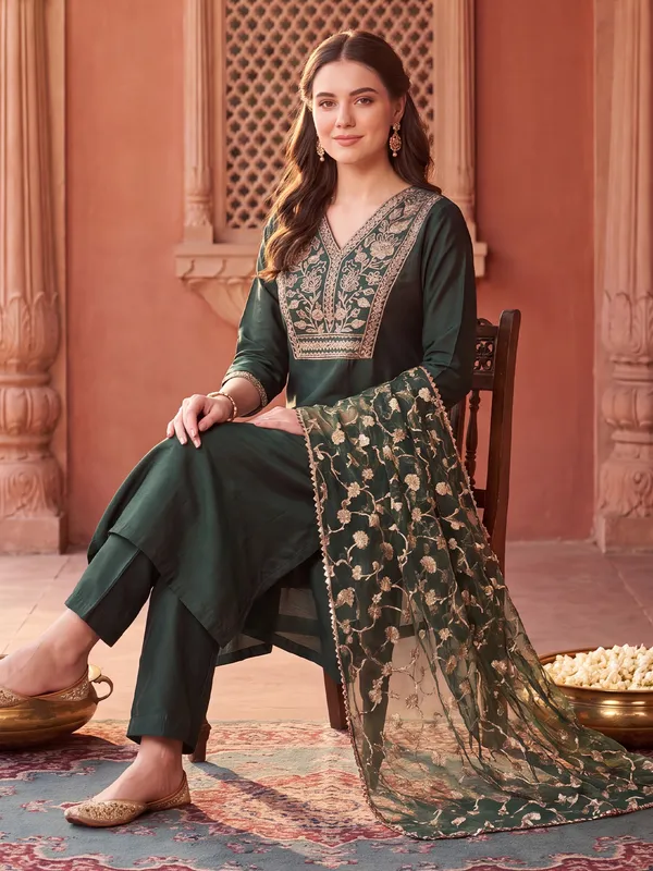 Green_Embroidered_Straight_Kurta_Trousers_With_Dupatta_Set