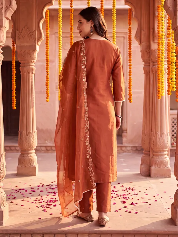Orange_Embroidered_Straight_Kurta_Trousers_With_Dupatta_Set