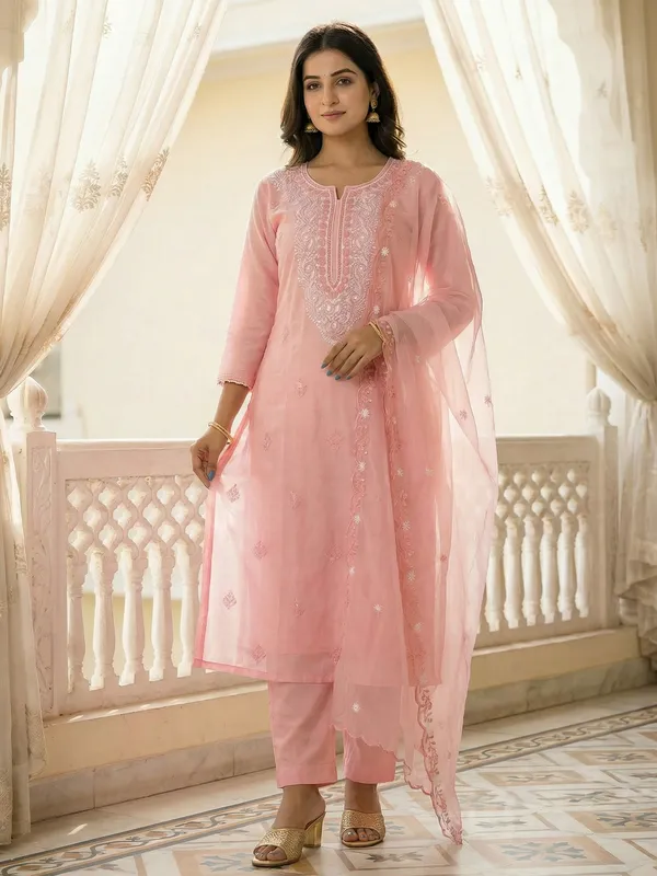 Pink_Embroidered_Silk_Blend_Kurta_Trouser_Dupatta_Set