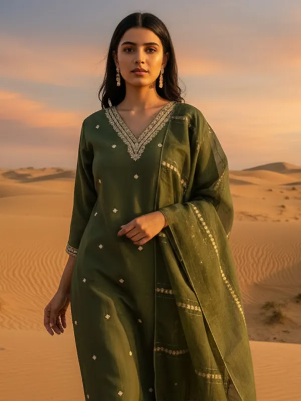 Green_Embroidered_Silk_Blend_Kurta_Trouser_Dupatta_Set
