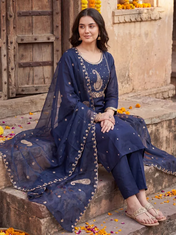 Blue_Embroidered_Straight_Kurta_Trousers_With_Dupatta_Set