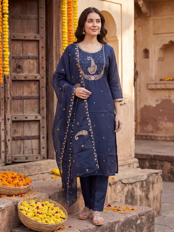 Blue_Embroidered_Straight_Kurta_Trousers_With_Dupatta_Set