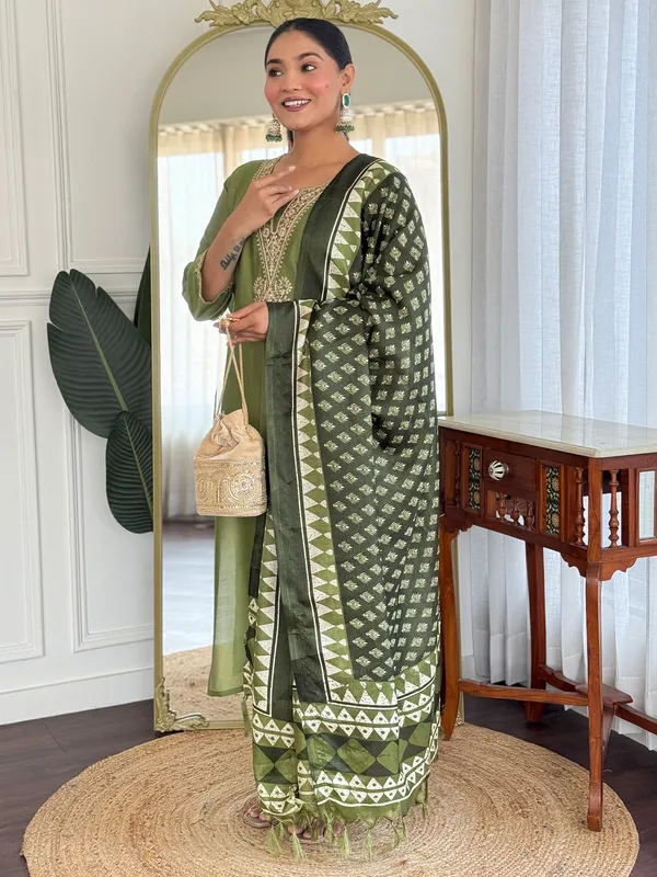 Green_Embroidered_Straight_Kurta_Trousers_With_Dupatta_Set