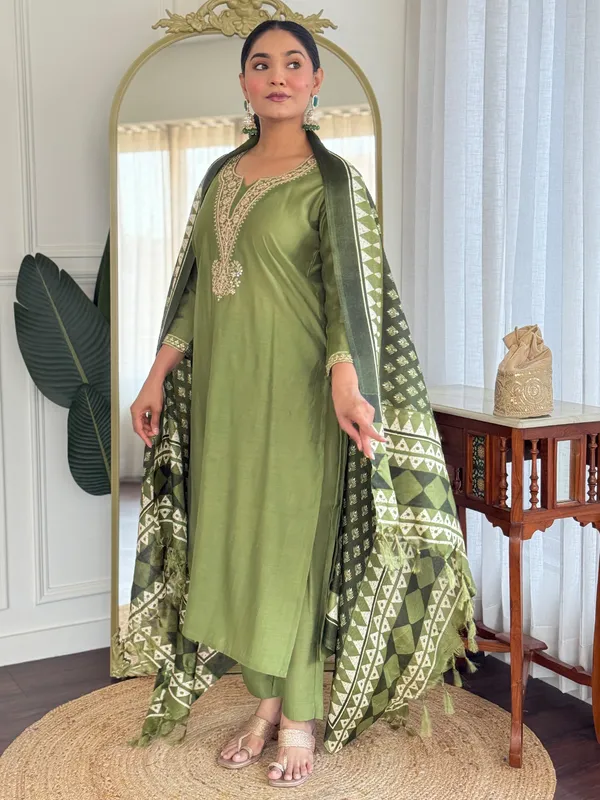 Green_Embroidered_Straight_Kurta_Trousers_With_Dupatta_Set