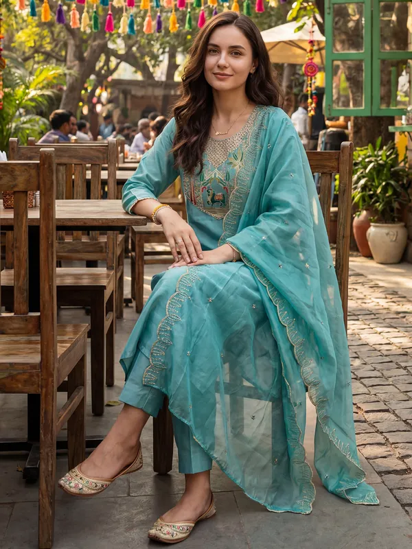 Sea_Green_Embroidered_Silk_Blend_Kurta_Trouser_Dupatta_Set