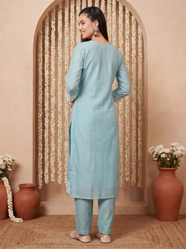 Blue_Embroidered_Silk_Blend_Kurta_Trouser_Dupatta_Set