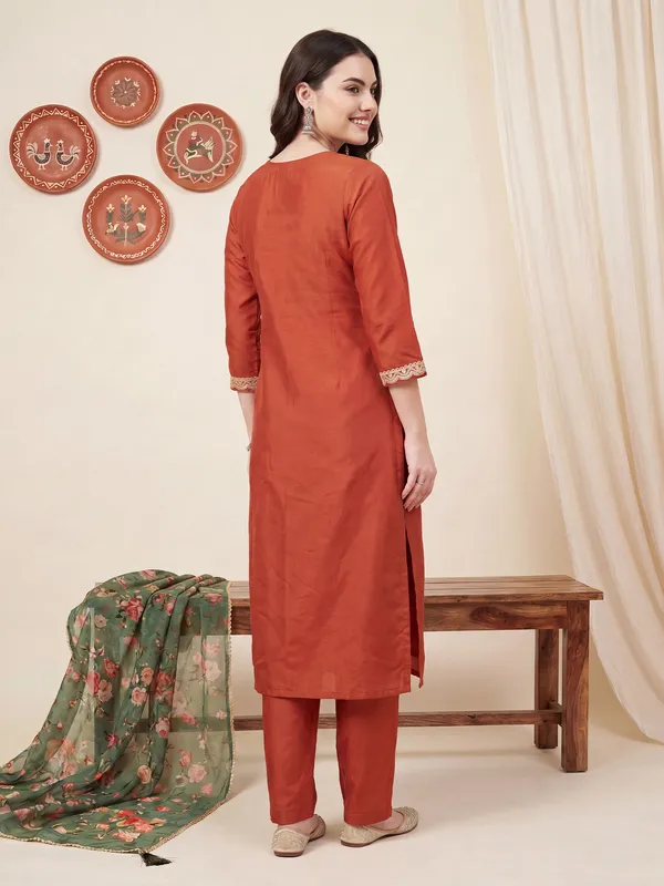 Orange_Embroidered_Straight_Kurta_Trousers_With_Dupatta_Set