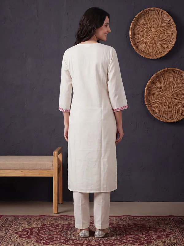 White_Printed_Pure_Cotton_Kurta_Trouser_Set