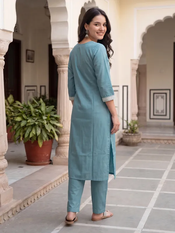 Blue_Embroidered_Silk_Kurta_Trouser_Set