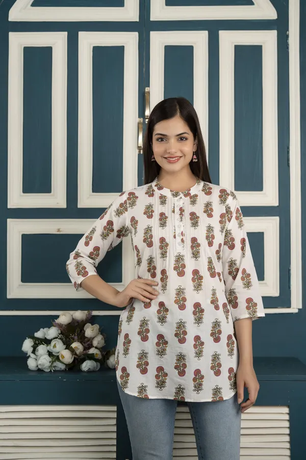 Off_White__Pure_Cotton_Printed_Tunic_For_Women