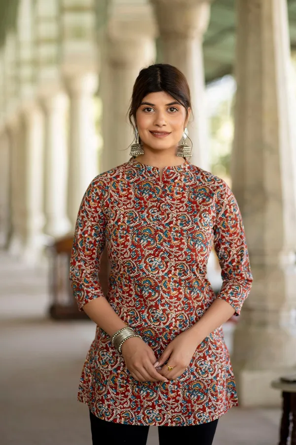 Maroon__Pure_Cotton_Printed_Tunic_For_Women