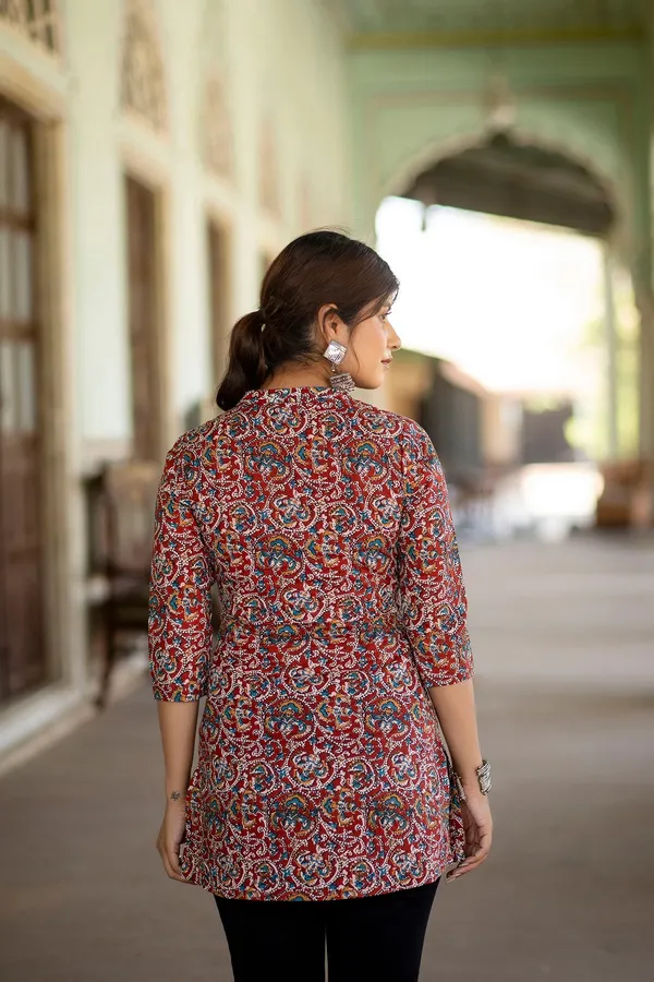 Maroon__Pure_Cotton_Printed_Tunic_For_Women