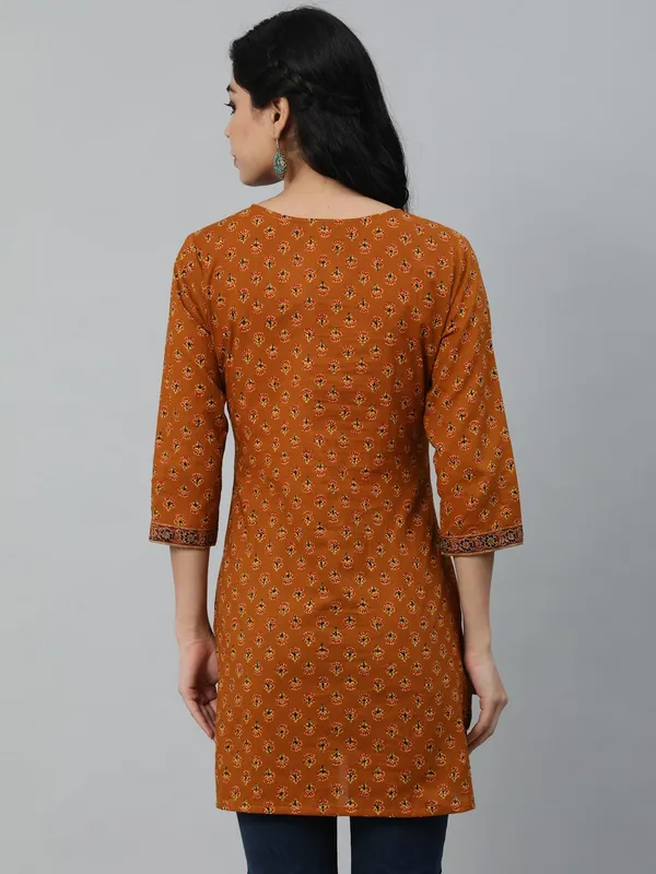 Mustard__Pure_Cotton_Printed_Tunic_For_Women