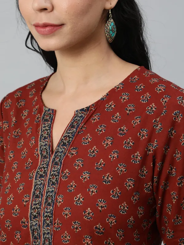 Maroon__Pure_Cotton_Printed_Tunic_For_Women