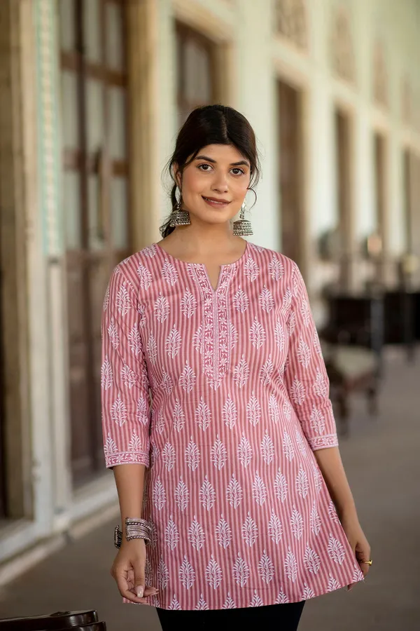 Pink__Pure_Cotton_Printed_Tunic_For_Women
