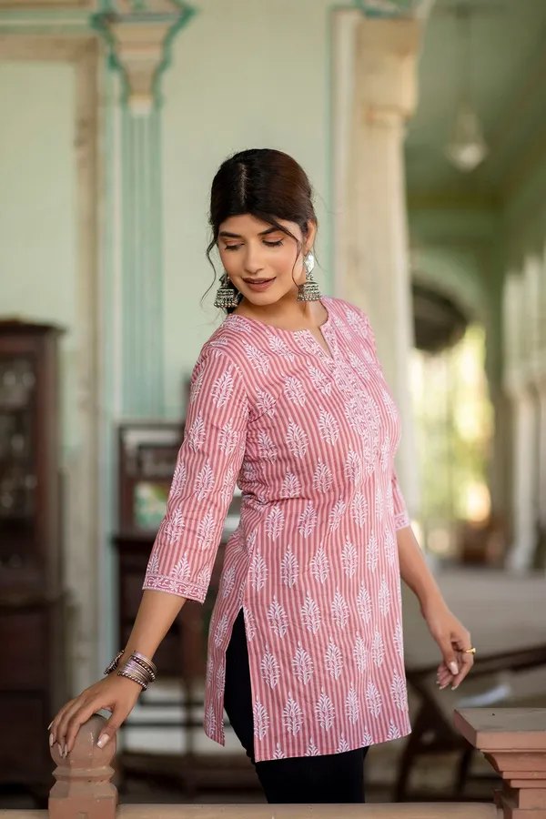 Pink__Pure_Cotton_Printed_Tunic_For_Women