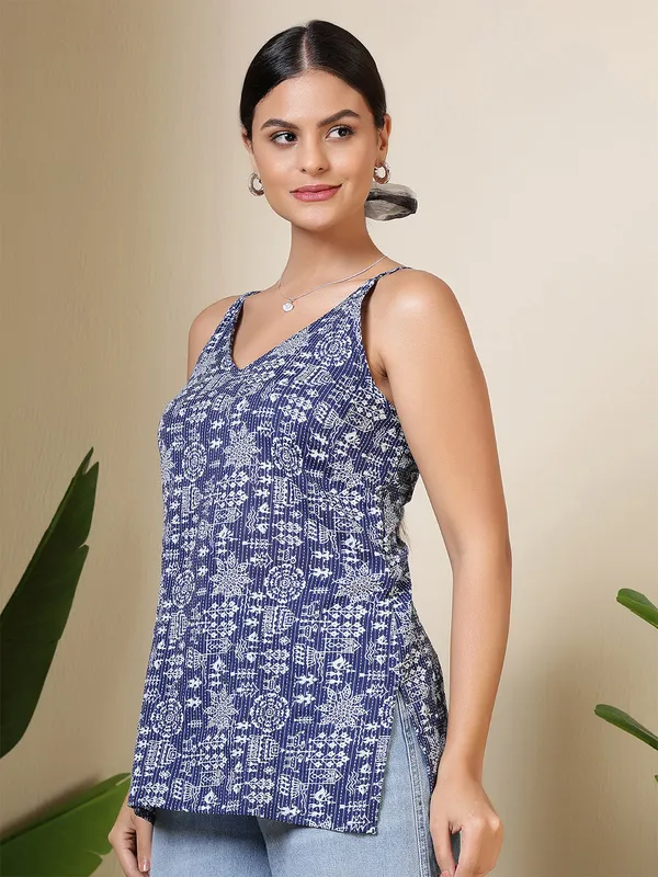 Blue__Pure_Cotton_Printed_Tunic_For_Women