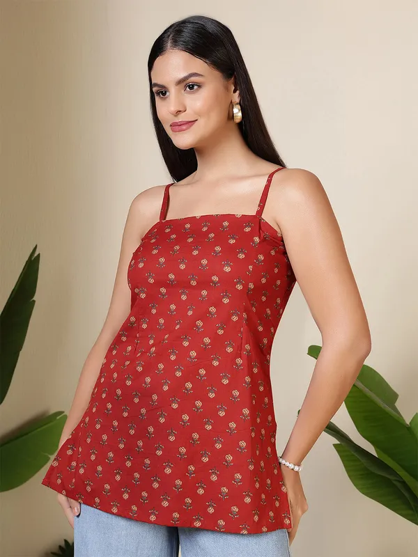 Maroon__Pure_Cotton_Printed_Tunic_For_Women