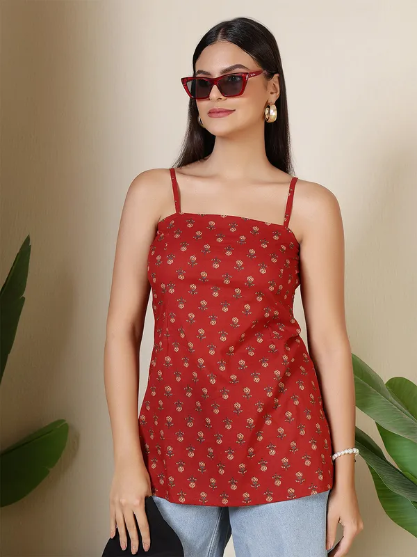 Maroon__Pure_Cotton_Printed_Tunic_For_Women