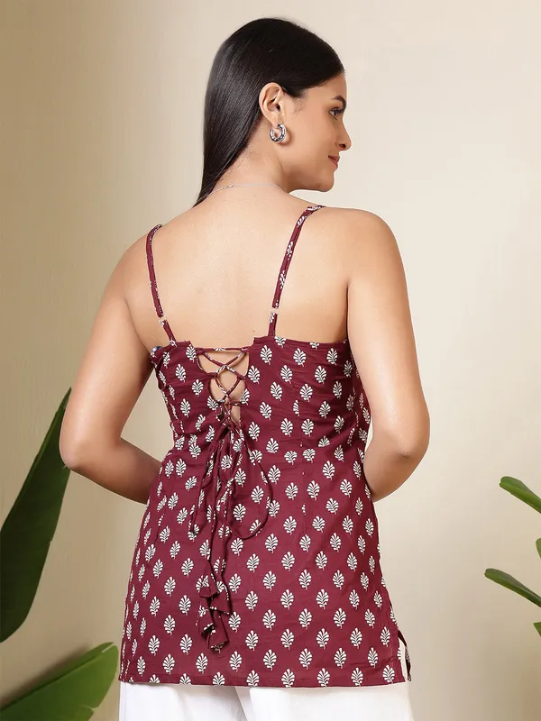 Burgundy__Pure_Cotton_Printed_Tunic_For_Women