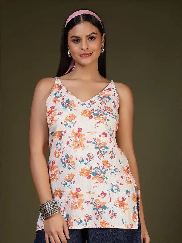 Off_White__Pure_Cotton_Printed_Tunic_For_Women