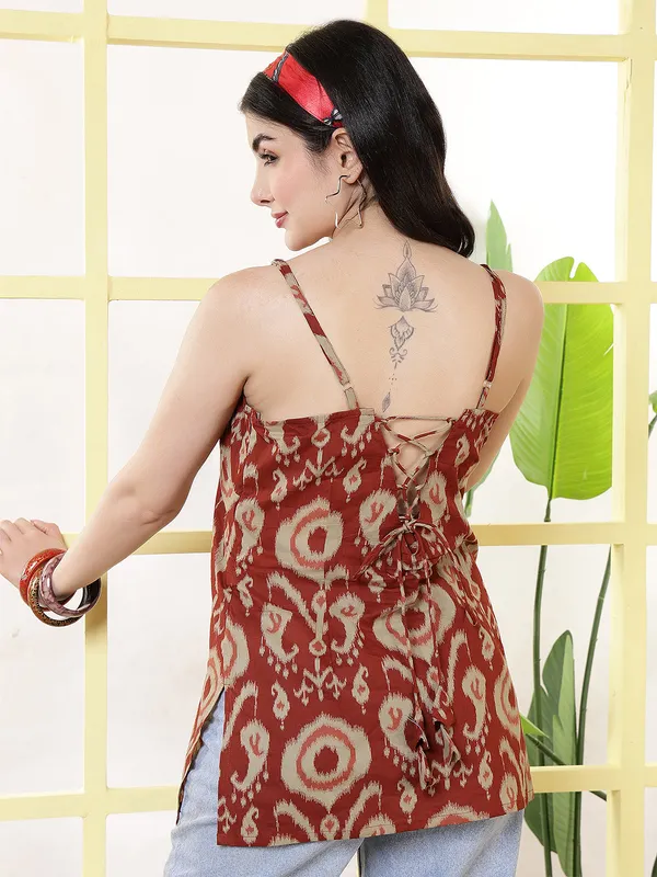 Orange__Pure_Cotton_Printed_Tunic_For_Women