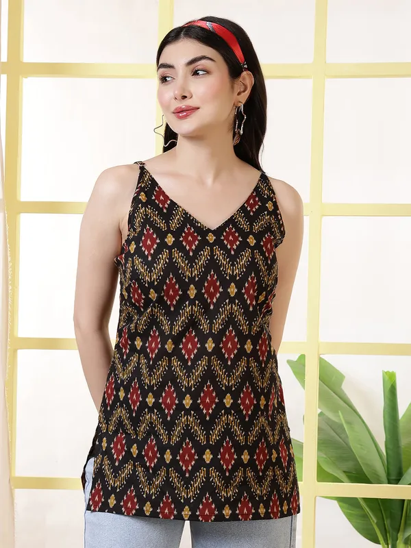 Black__Pure_Cotton_Printed_Tunic_For_Women