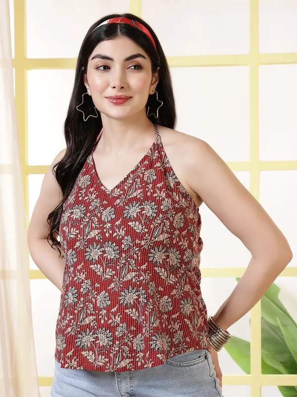 Maroon__Pure_Cotton_Printed_Tunic_For_Women