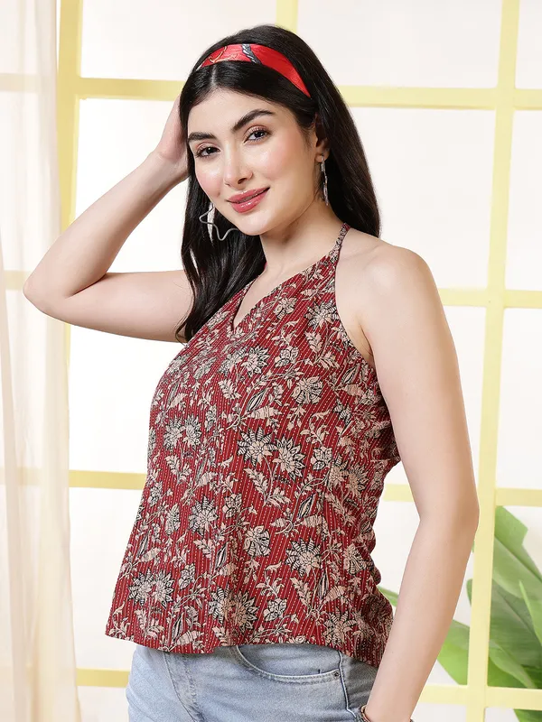 Maroon__Pure_Cotton_Printed_Tunic_For_Women