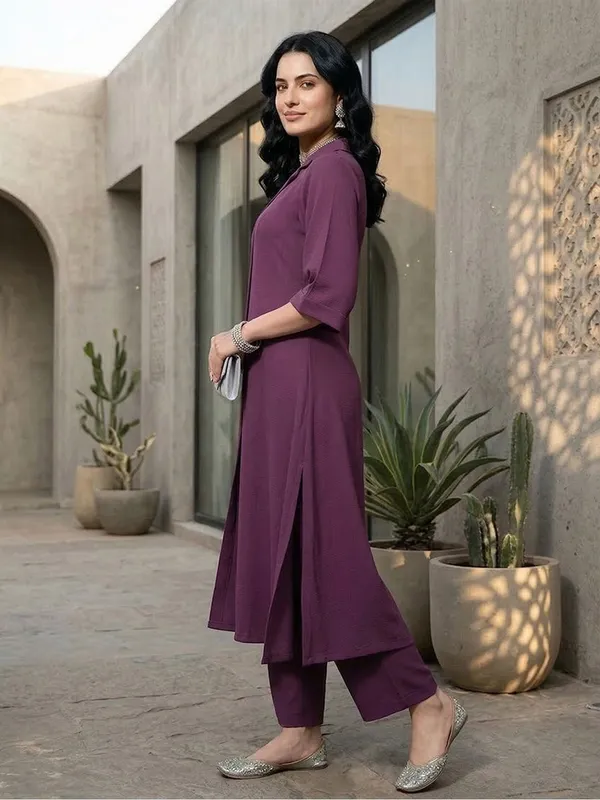 Mauve_Floral_Printed_Viscose_Rayon_Kurta_Trouser_Set