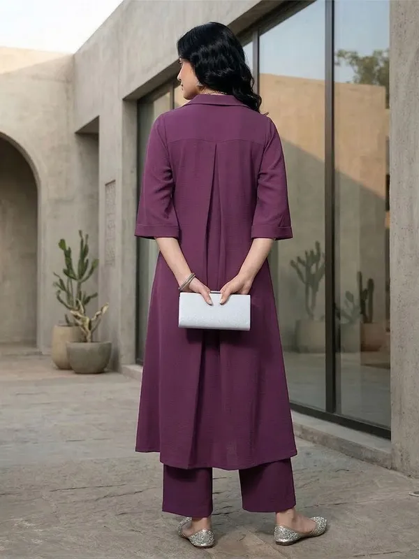 Mauve_Floral_Printed_Viscose_Rayon_Kurta_Trouser_Set