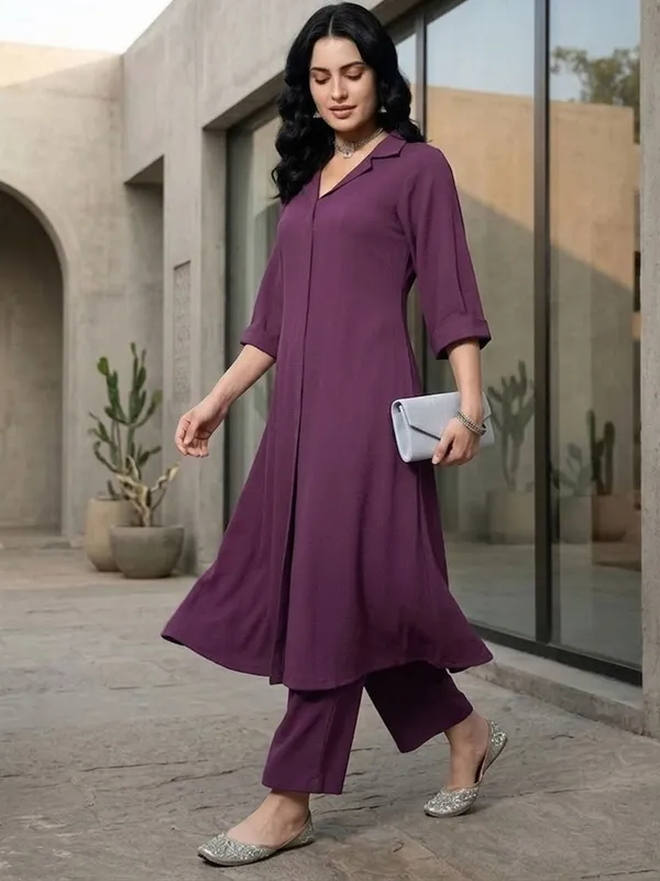 Mauve_Floral_Printed_Viscose_Rayon_Kurta_Trouser_Set