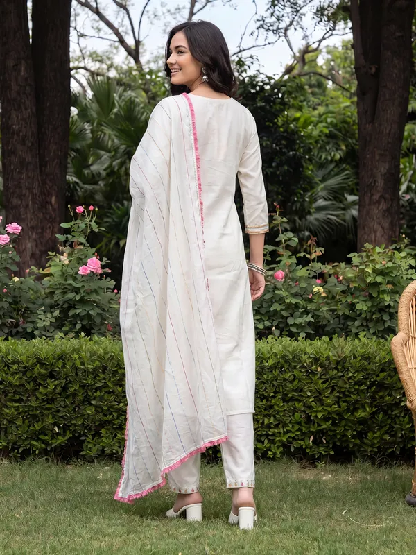 White_Embroidered_Straight_Kurta_Trousers_With_Dupatta_Set