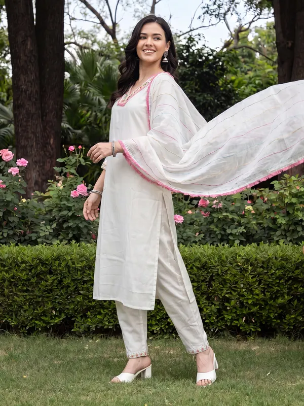 White_Embroidered_Straight_Kurta_Trousers_With_Dupatta_Set