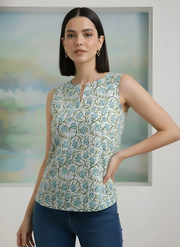 Grey_Pure_Cotton_Printed_Top_For_Women