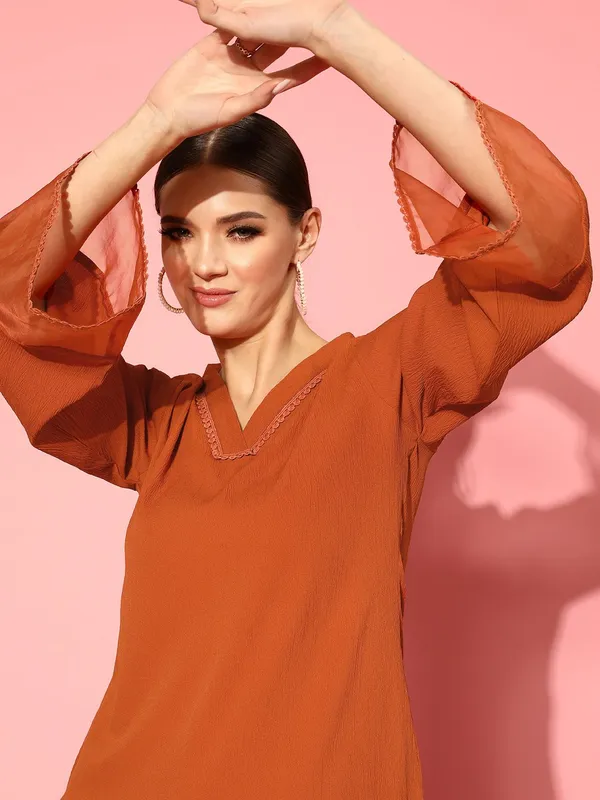 Orange_Floral_Printed_Silk_Blend_Kurta_Palazzo_Set