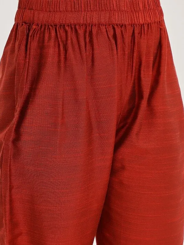 Maroon_Floral_Embroidered_Art_Silk_Kurta_Trouser_Dupatta_Set