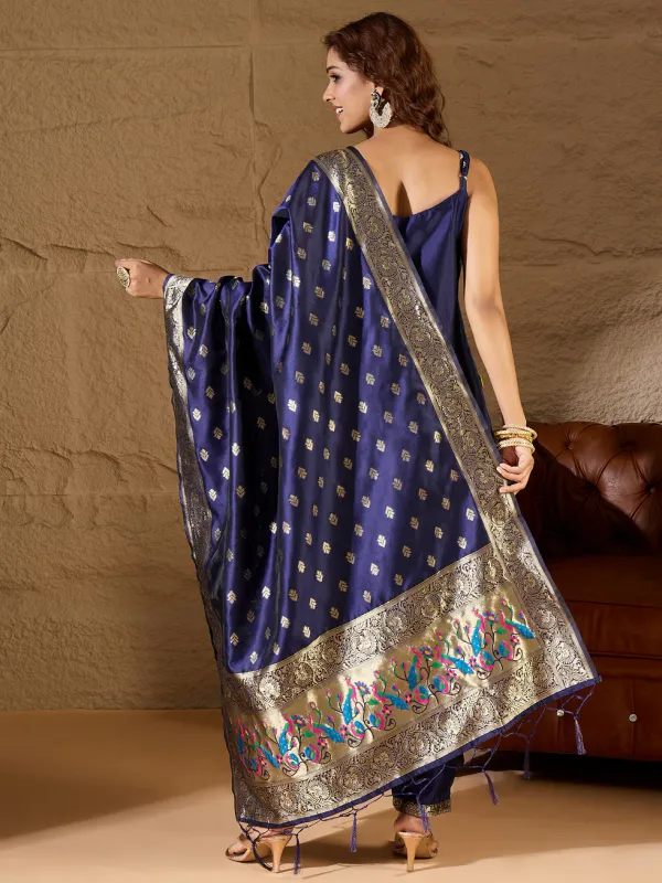 Floral_Printed_Silk_Blend_Round_Neck_Kurta_Trouser_&_Dupatta_Set