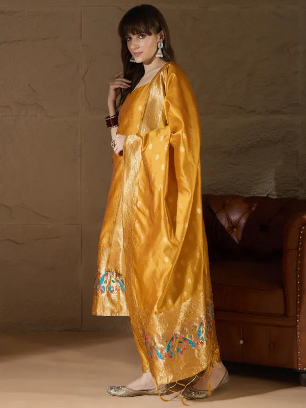 Floral_Printed_Silk_Blend_Round_Neck_Kurta_Trouser_&_Dupatta_Set