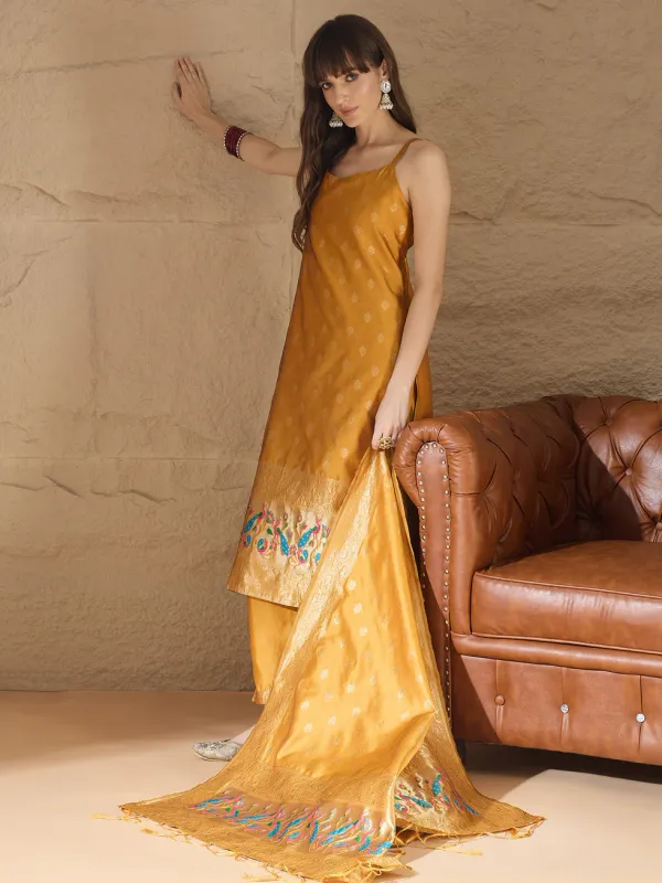 Floral_Printed_Silk_Blend_Round_Neck_Kurta_Trouser_&_Dupatta_Set