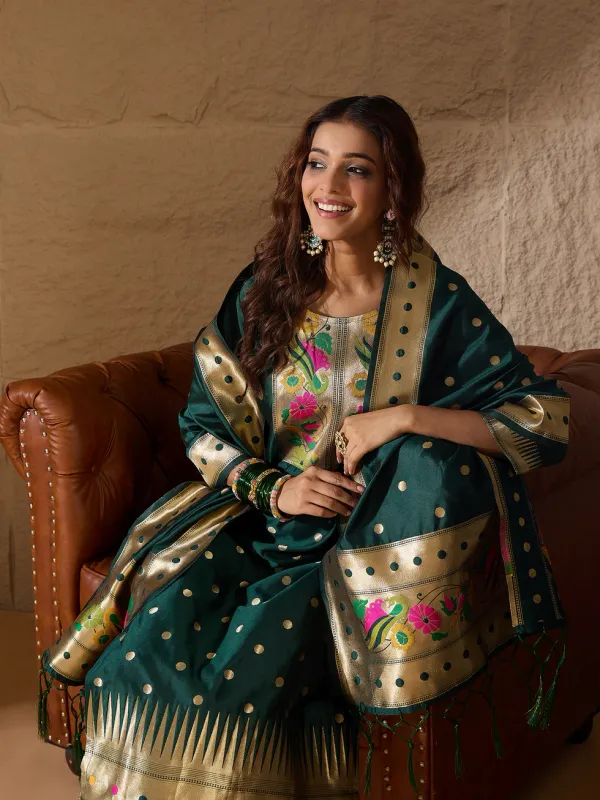 Floral_Embroidered_Cotton_Silk_Round_Neck_Kurta_Trouser_&_Dupatta_Set