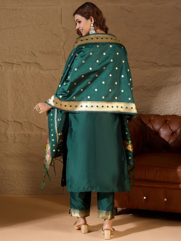Floral_Embroidered_Cotton_Silk_Round_Neck_Kurta_Trouser_&_Dupatta_Set