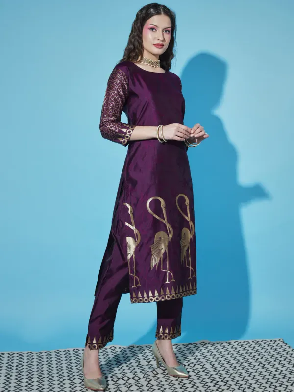 Floral_Printed_Cotton_Silk_Round_Neck_Kurta_Trouser_&_Dupatta_Set